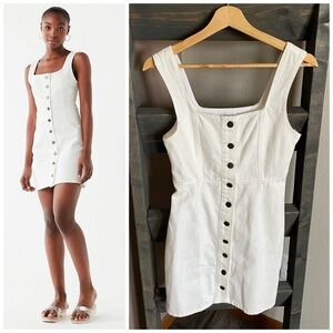 UO Urban Outfitters Button-Down Denim Mini Dress White